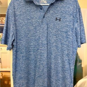 Under Armour Loose Heatgear Men's Heathered Blue Polo Medium